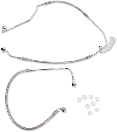 Drag Specialties - Drag Specialties Standard Length Rear Stainless Steel Brake Line Kit - Clear - 640231