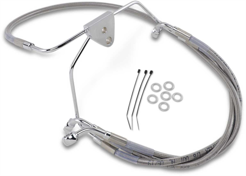 Drag Specialties - Drag Specialties Extended Stainless Steel Front Brake Line Kit - Clear Coated - 16in./30 7/8in. - 660411-4