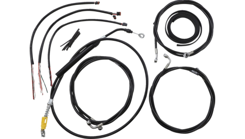 LA Choppers - LA Choppers Complete Handlebar Cable and Brake Line Kit - 15in.-17in. - Black Vinyl - LA-8058KT2-16B