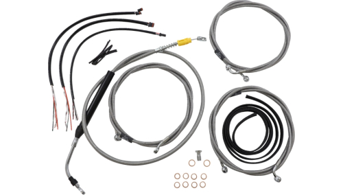 LA Choppers - LA Choppers Complete Handlebar Cable and Brake Line Kit - 15in.-17in. - Stainless - LA-8058KT2-16