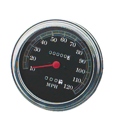 Bikers Choice - Bikers Choice 5in. FL Type Speedometer - 1:1 Ratio Transmission Drive - 120mph Black Face - 73140ABX