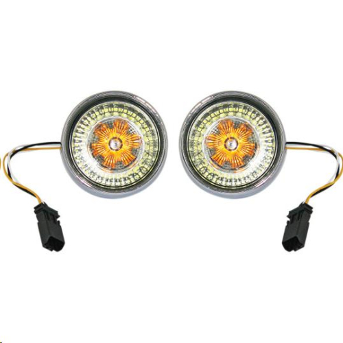 Custom Dynamics - Custom Dynamics Bullet Bezel Turn Signal Inserts for Models with Jae Bases - Chrome/Smoke Lens - PB-BB-AW-JAECS