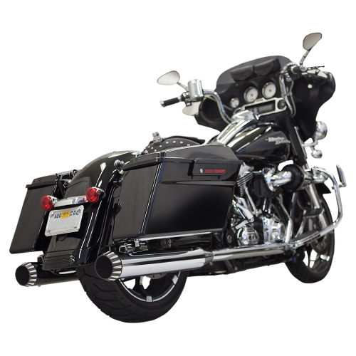 Bassani Manufacturing - Bassani Manufacturing 4in. Quiet DNT Megaphone Mufflers - Chrome with Black End Cap - 1F7QNT5