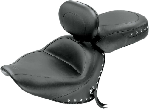 Mustang - Mustang Wide Touring Two-Piece Seat with Driver Backrest - Studded - 79476