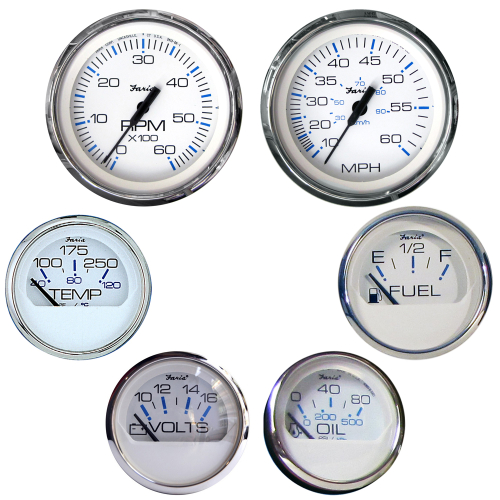 Faria Beede Instruments - Faria Chesapeake White SS Boxed Set - Inboard Motors