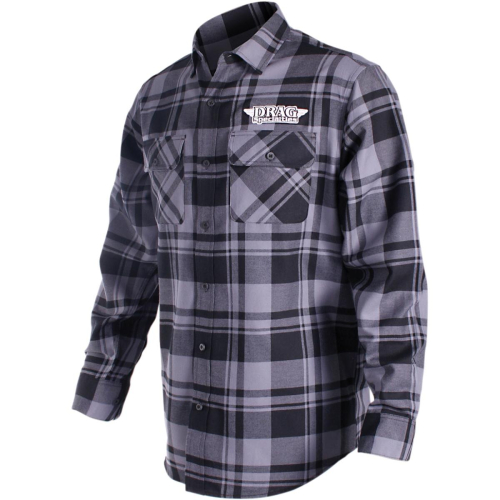Throttle Threads - Throttle Threads Drag Specialties Flannel Shirt - DRG27S68GY2R - Gray/Black Plaid - 2XL