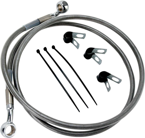 Drag Specialties - Drag Specialties Extended Stainless Steel Front Brake Line Kit - Clear Coated - 46 1/4in. - 660214-2