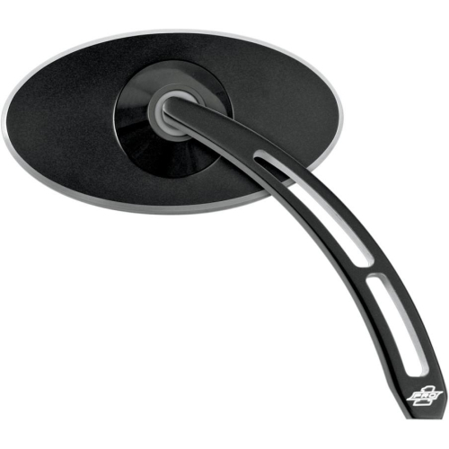 Pro-One Performance - Pro-One Performance Oval Pro Street Smooth Mirror with Teardrop Cutout Stem - Right - Black - 102600B