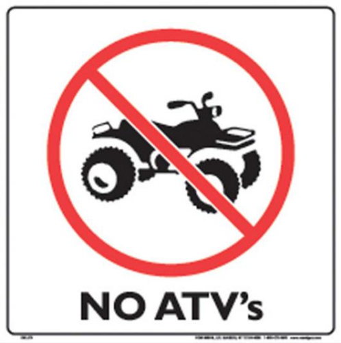 Voss - Voss 12x12in. Trail Sign - No ATVs (White/Black) - 310 ATV WP