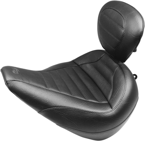 Mustang - Mustang Standard Touring Seat with Backrest - Tuck and Roll - Black - 79022