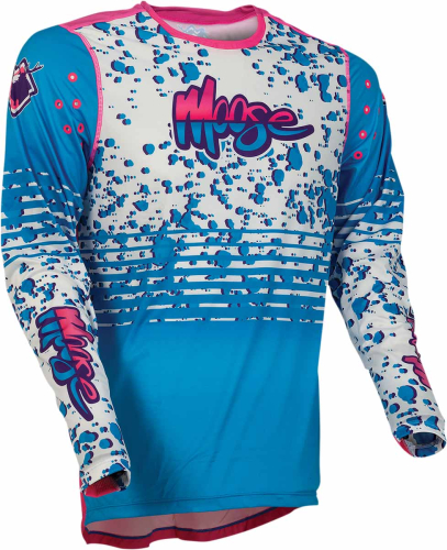 Moose Racing - Moose Racing Agroid Retro Graphics Jersey - 2910-6386 - Blue/Pink/White - Small