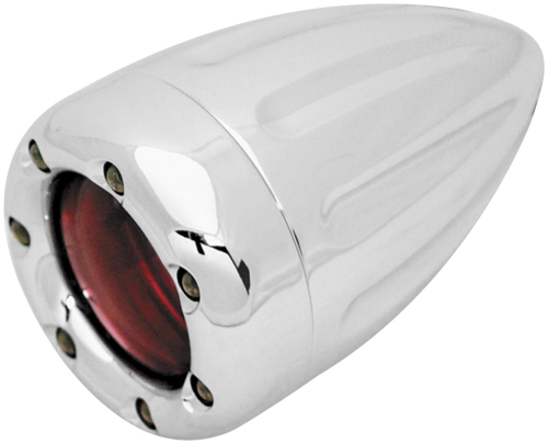 Arlen Ness - Arlen Ness Deep Cut Turn Signals with Fire Ring LED - Red Lens - Chrome Finish - Red LED - Dual Filament - 12-750