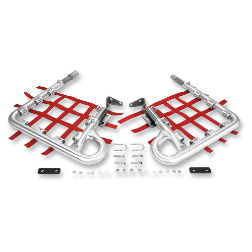 DG Performance - DG Performance Fat Series Alloy Nerf Bars - Silver Bar - Red Web - 602-2135