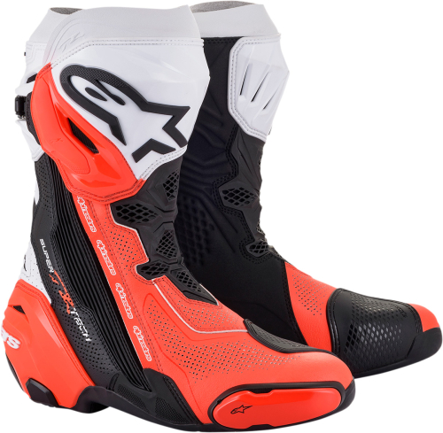 Alpinestars - Alpinestars Supertech R Vented Boots - 2220121-124-41 - Black/White/Red Fluo - 7.5