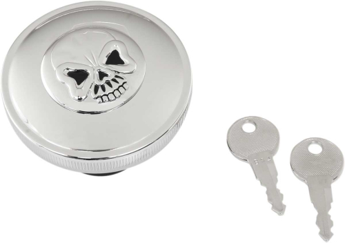 Drag Specialties - Drag Specialties Screw-In Locking Skull Gas Cap - Vented - Chrome - 0703-0688