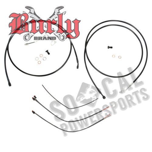 Burly Brand - Burly Brand Extended Cable/Brake Line Kit for 13in. Ape Handlebars - Black Vinyl - B30-1115