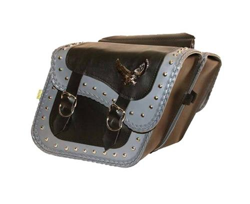 Willie & Max - Willie & Max Gray Thunder Studded Compact Slant and Super Slant Saddlebag - 58706-01