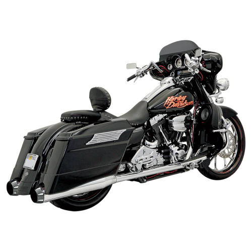 Bassani Manufacturing - Bassani Manufacturing +P Stepped True-Duals B1 Exhaust System - Chrome with Black End Caps - 1F56R