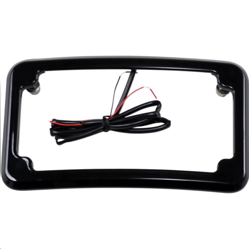 Cycle Visions - Cycle Visions Curved Lighted License Plate Frame - Black Powdercoat - CV4617B