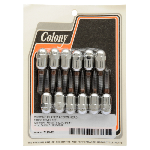 Colony - Colony Timing Cover Screw Kit - Acorn Style - Chrome - 7129-12