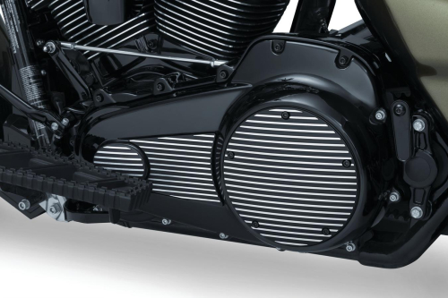 Kuryakyn - Kuryakyn Finned Derby Cover - Satin Black and Machined - 9769