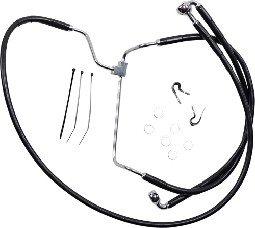 Drag Specialties - Drag Specialties Extended Stainless Steel Front Brake Line Kit - Black Vinyl Coated - 17-1/4in, 21-1/2in, 36-1/4in. - 1741-3982