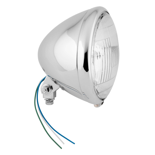 Bikers Choice - Bikers Choice 6-1/2in. Springer Style Headlight - Patterned Lens - 60/55W - H4 Bulb - Chrome - 957-Z/N1