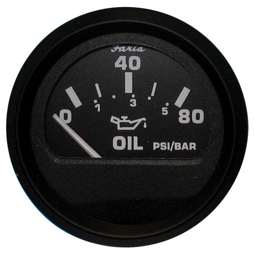 Faria Beede Instruments - Faria Euro Black 2" Oil Pressure Gauge (80 PSI)