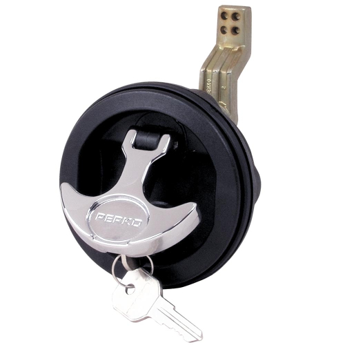 Perko - Perko Surface Mount & Latch -  Black Body, Chrome Handle, Offset Cam Bar, 3/4" - 2-3/8"