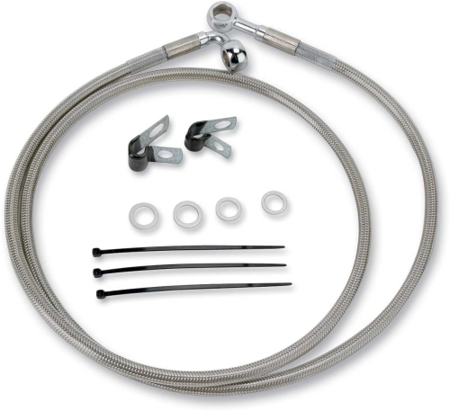 Drag Specialties - Drag Specialties Extended Stainless Steel Front Brake Line Kit - Clear Coated - 48 7/8in. - 640115-2