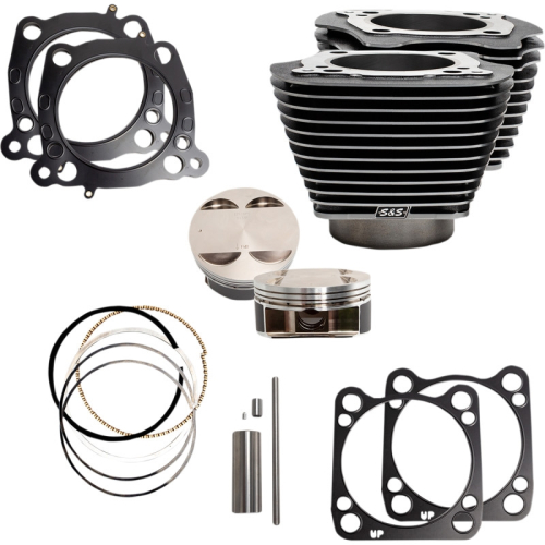 S&S Cycle - S&S Cycle 131in. Stroker Cylinder and Piston Kit with Highlighted Cylinder Fins - Black Granite - 910-0764