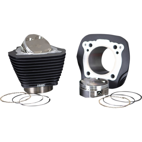 S&S Cycle - S&S Cycle 131in. Stroker Cylinder and Piston Kit with Non-Highlighted Cylinder Fins - Wrinkle Black - 910-0763