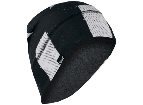 Zan Headgear - Zan Headgear Sportflex Fleece-Lined Helmet Liner and Beanie - WHLF091 - Black/White Flag - OSFM
