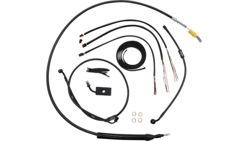 LA Choppers - LA Choppers Complete Handlebar Cable/Brake & Clutch Line/Wire Kit - Midnight Braided - LA-8155KT2-19M