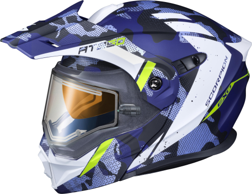 Scorpion - Scorpion EXO-AT950 Outrigger Snow Helmet with Electric Lens Shield - 95-1616-SE - Matte Blue - X-Large