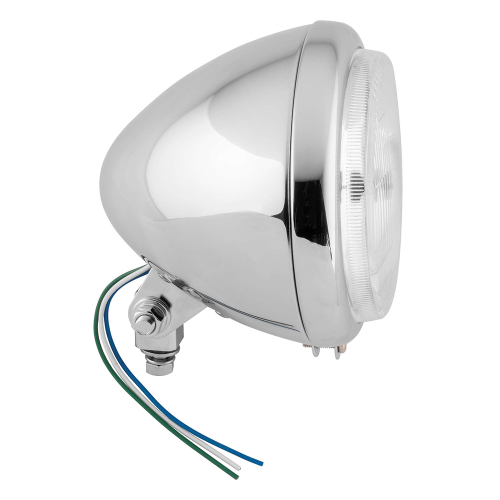 Bikers Choice - Bikers Choice 5-3/4in. Bottom Mount Headlight - Patterned Lens - 60/55W - H4 Bulb - Chrome - 6J9-H