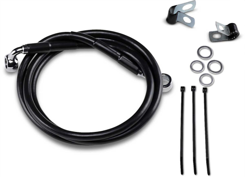 Drag Specialties - Drag Specialties Extended Stainless Steel Front Brake Line Kit - Black Vinyl Coated - 49 1/4in. - 640210-4BLK