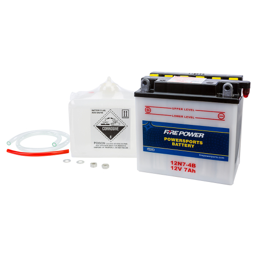 Fire Power - Fire Power Conventional 12V Standard Battery with Acid Pack - 12N7-4B