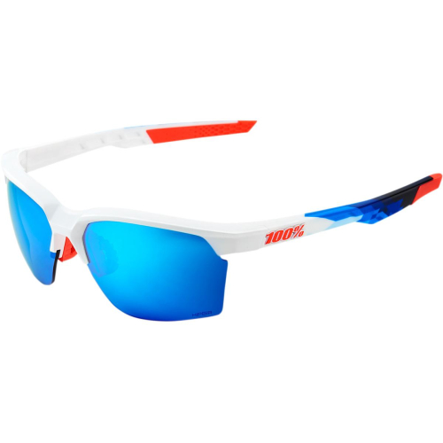 100% - 100% Sportcoupe Sunglasses - 61020-085-75 - White/Blue Mirror Lens