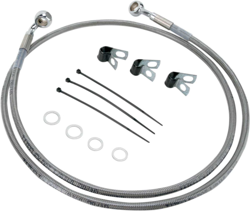 Drag Specialties - Drag Specialties Extended Stainless Steel Front Brake Line Kit - Clear Coated - 48 1/4in. - 660214-4