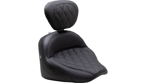 Mustang - Mustang Standard Touring Solo Seat with Backrest - Diamond Stitch - Black - 89740