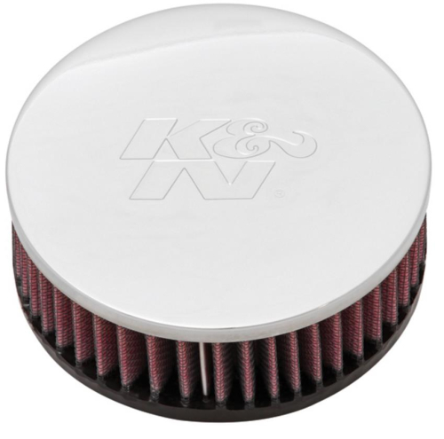 K&N Engineering - K&N Engineering Universal Round Straight Air Filter - Chrome End Cap - RC-0920