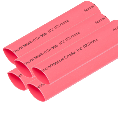 Ancor - Ancor Heat Shrink Tubing 1/2" x 6" - Red - 5 Pieces