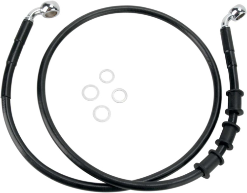 Drag Specialties - Drag Specialties Extended Stainless Steel Front Brake Line Kit - Black Vinyl Coated - 47 3/4in. - 680219-6BLK