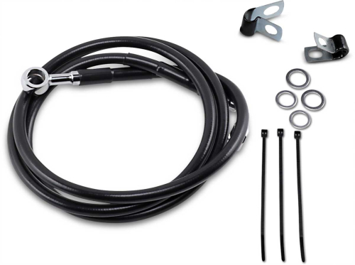 Drag Specialties - Drag Specialties Extended Stainless Steel Front Brake Line Kit - Black Vinyl Coated - 50 7/8in. - 640115-4BLK