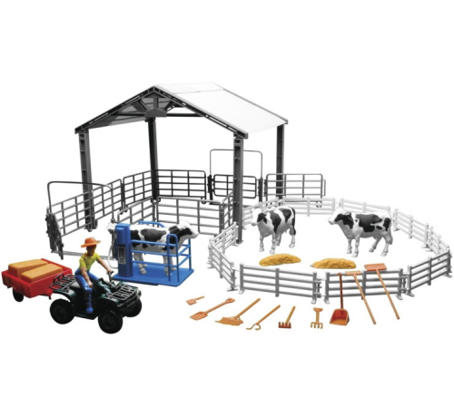New Ray Toys - New Ray Toys Country Life Playset - Arena with Tractor and Cows - SS-05045