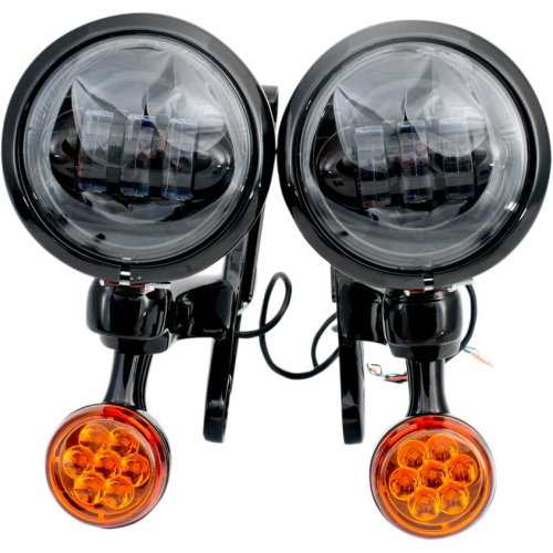 Rivco Products - Rivco Products 4.5in. LED Auxiliary Lights with Turn Signals - Black Brackets/Light Housings - MV195