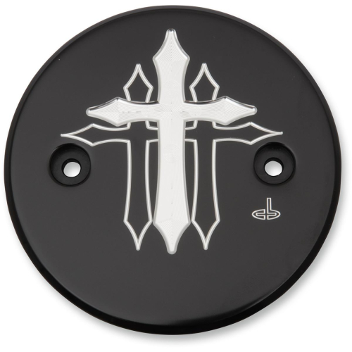 Carl Brouhard Designs - Carl Brouhard Designs Cross Series Stator Cover - Black Anodized with Offset Cut - CR-SCIS-B