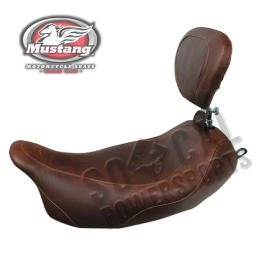 Mustang - Mustang Wide Tripper Solo Seat with Driver Backrest - Smooth - Brown - 79810
