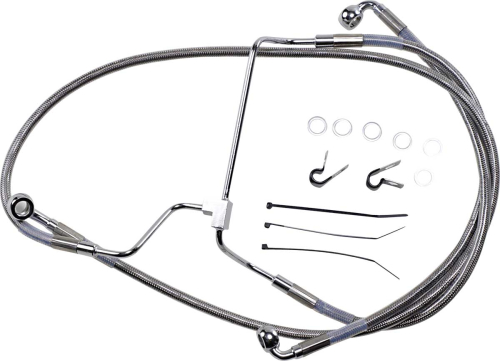 Drag Specialties - Drag Specialties Extended Stainless Steel Front Brake Line Kit - Clear Coated - 17-1/4in, 21-1/2in, 40-1/4in. - 1741-3985